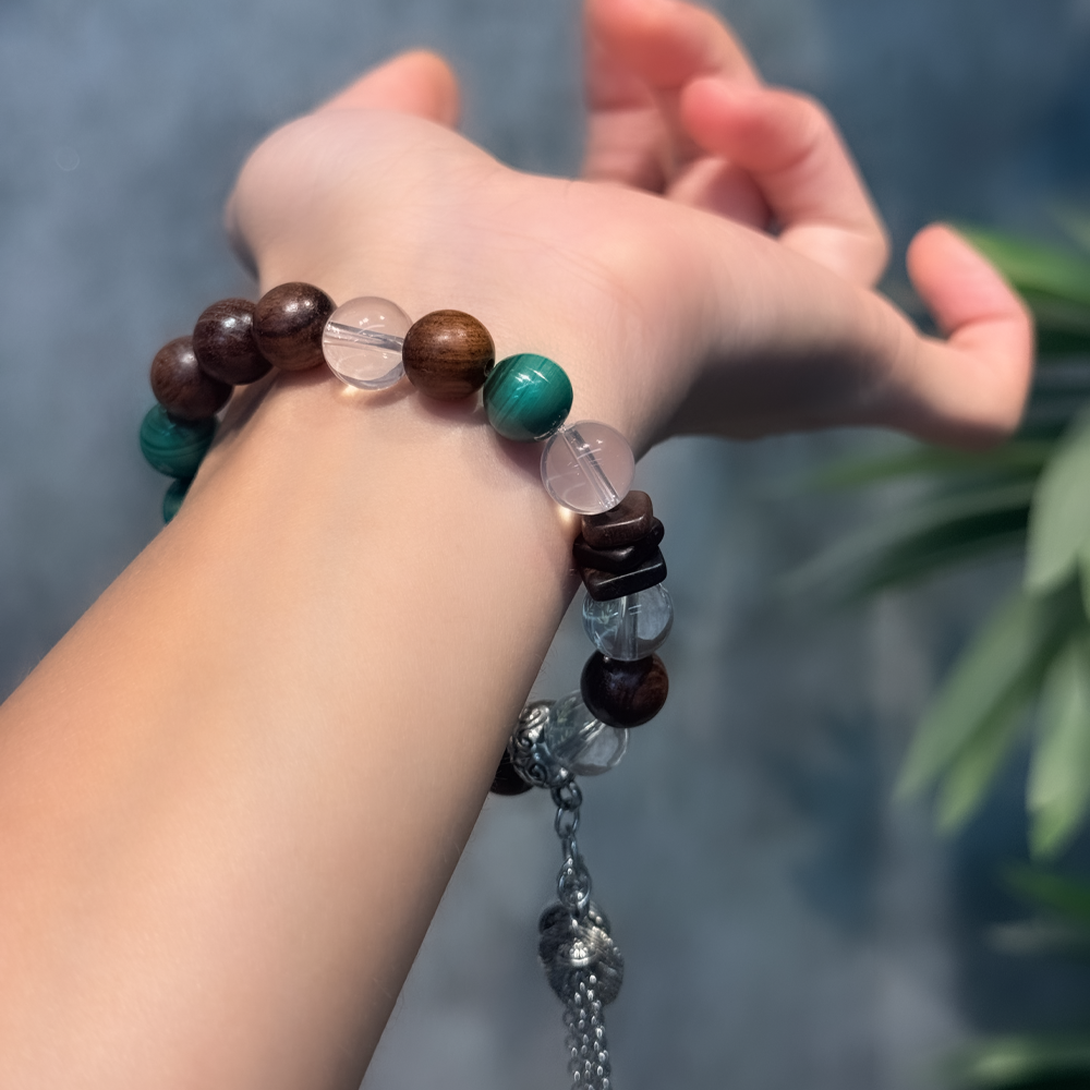 Biqiong Five Elements Wood Charm Bracelet | Double Agarwood Barrier · Wood Energy Circulation Array