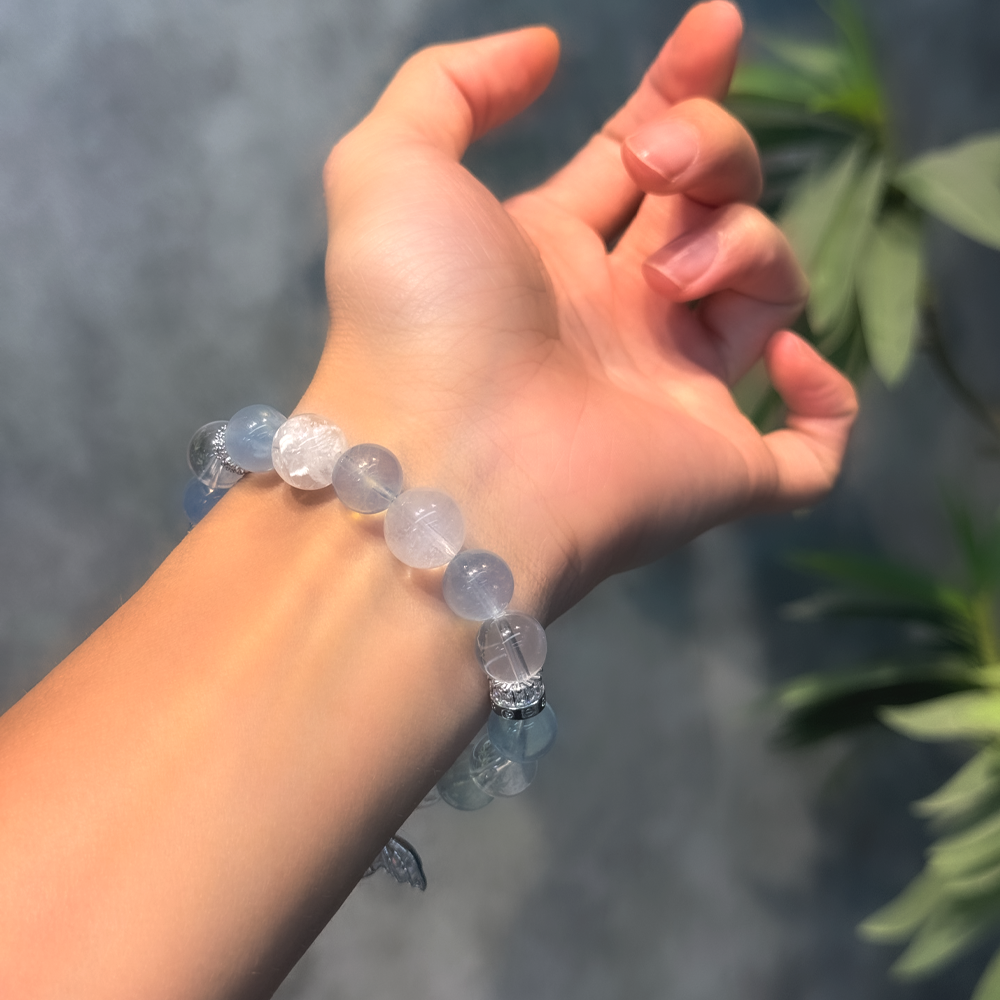 Water and Light Realm | Five Elements Water Energy Bracelet Interwoven with Deep Sea and Aurora