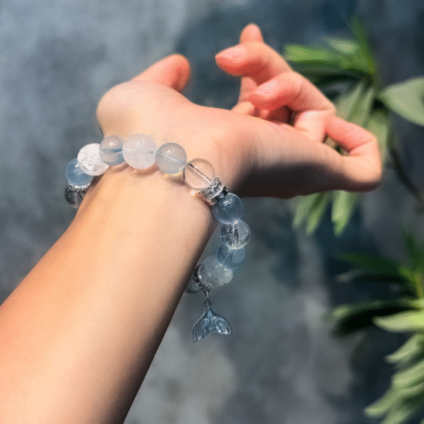 Water and Light Realm | Five Elements Water Energy Bracelet Interwoven with Deep Sea and Aurora - Image 2