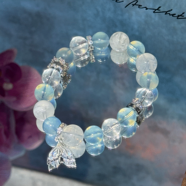 Water and Light Realm | Five Elements Water Energy Bracelet Interwoven with Deep Sea and Aurora - Image 4