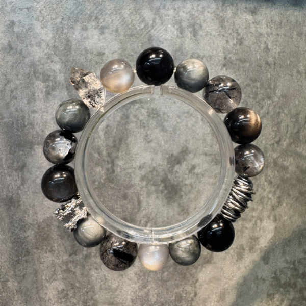 [Abyssal Guardian] Five Elements Water Attribute Energy Bracelet | Silver Obsidian·Starlight Core·Black Obsidian | Meditation to ward off evil spirits·Gather wealth and attract nobles - Image 2