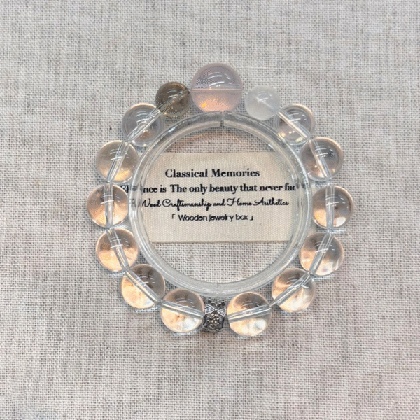 Lunar Guardian - Cancer Zodiac Energy Bracelet | Clear Quartz + Starline Pink Quartz + Moonstone + Smoky Quartz - Image 3