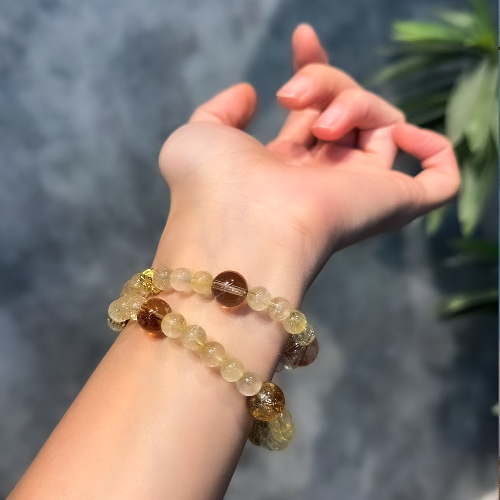 Earth’s Embrace: Grounded Fortune Crystal Bracelet (5-Element Earth Harmony)